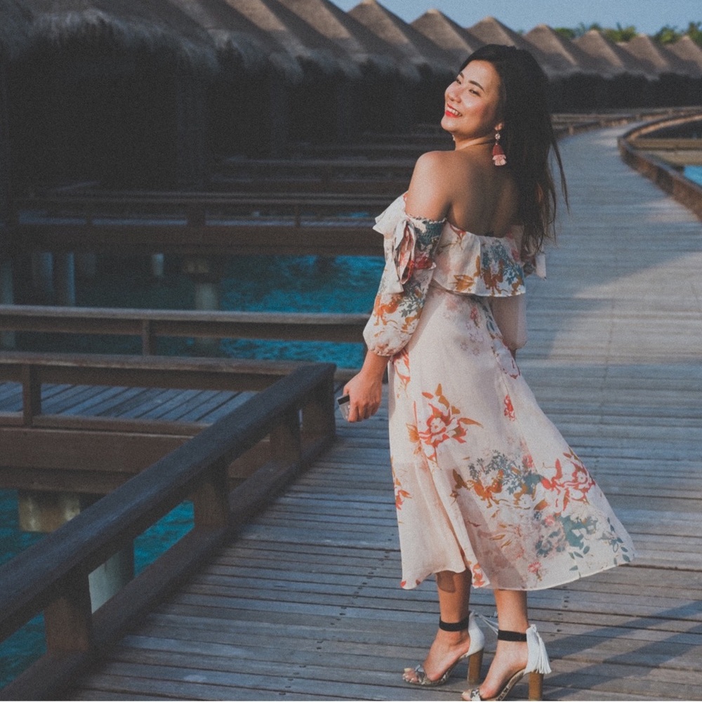 Pastel Pink Express Floral Maxi Dress